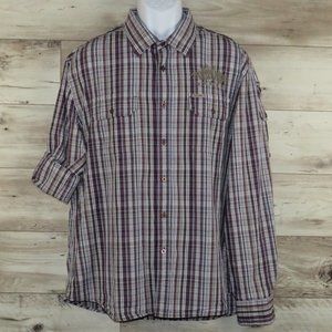 Mark Ecko* Men's Long Sleeve Button Down Curved Hem Chest Pockets Shirt~ Size XL